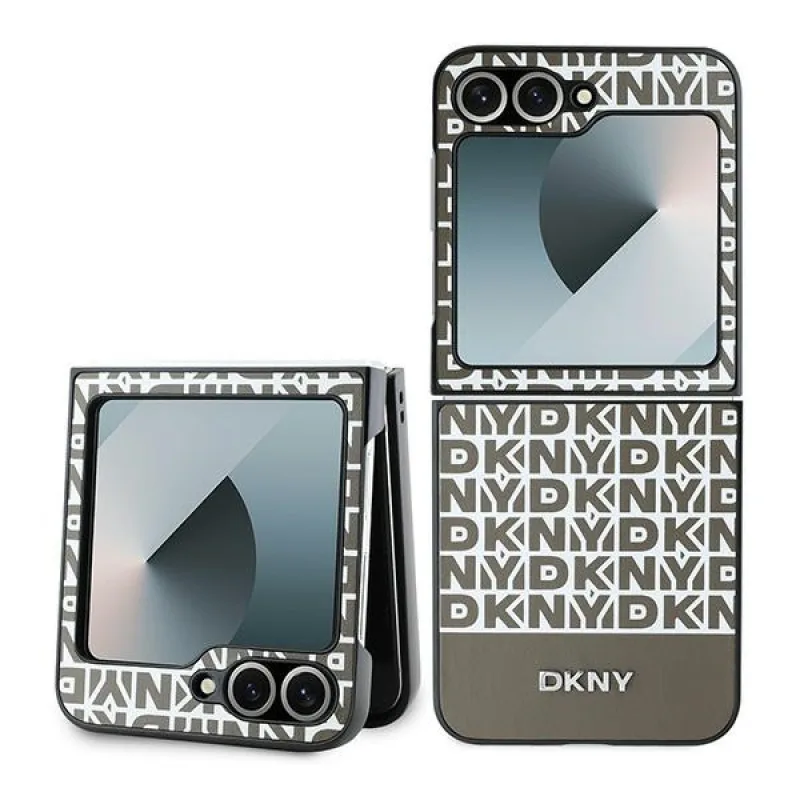 Puzdro DKNY Repeat Pattern Bottom Stripe pre Samsung Galaxy Z Flip 6 – hnedé