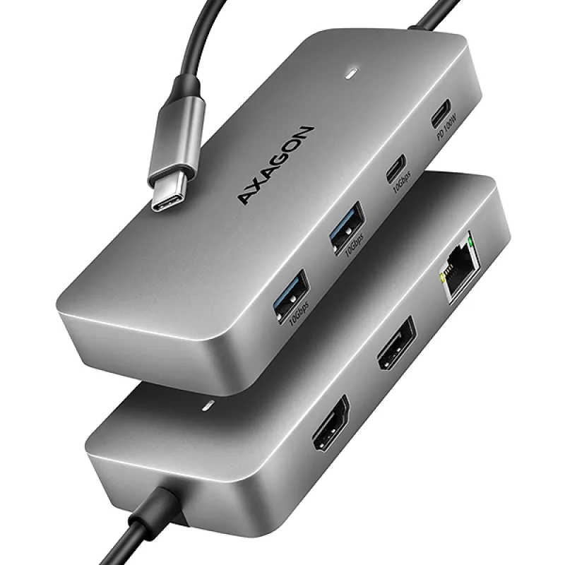 AXAGON HMC-CUB83X2, USB 10Gbps hub, 2x USB-A, USB-C, HDMI & DP 4k/ 144Hz,…