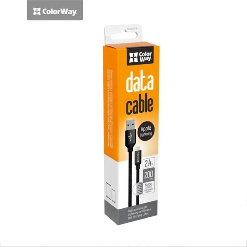 ColorWay Kábel USB Apple Lightning 2.4A 2m CW-CBUL007-BK