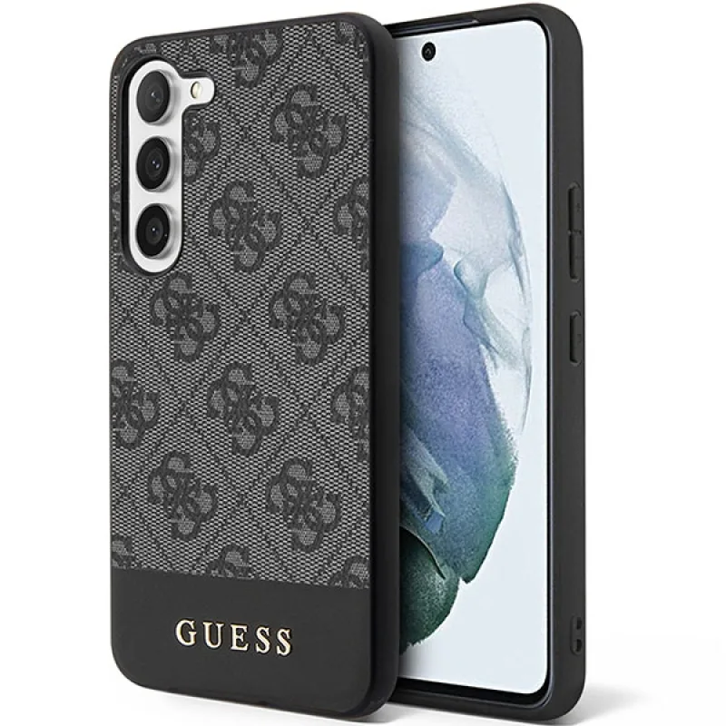 Guess GUHCS23SG4GLGR S23 S911 čierne/čierne pevné puzdro 4G Stripe Collection