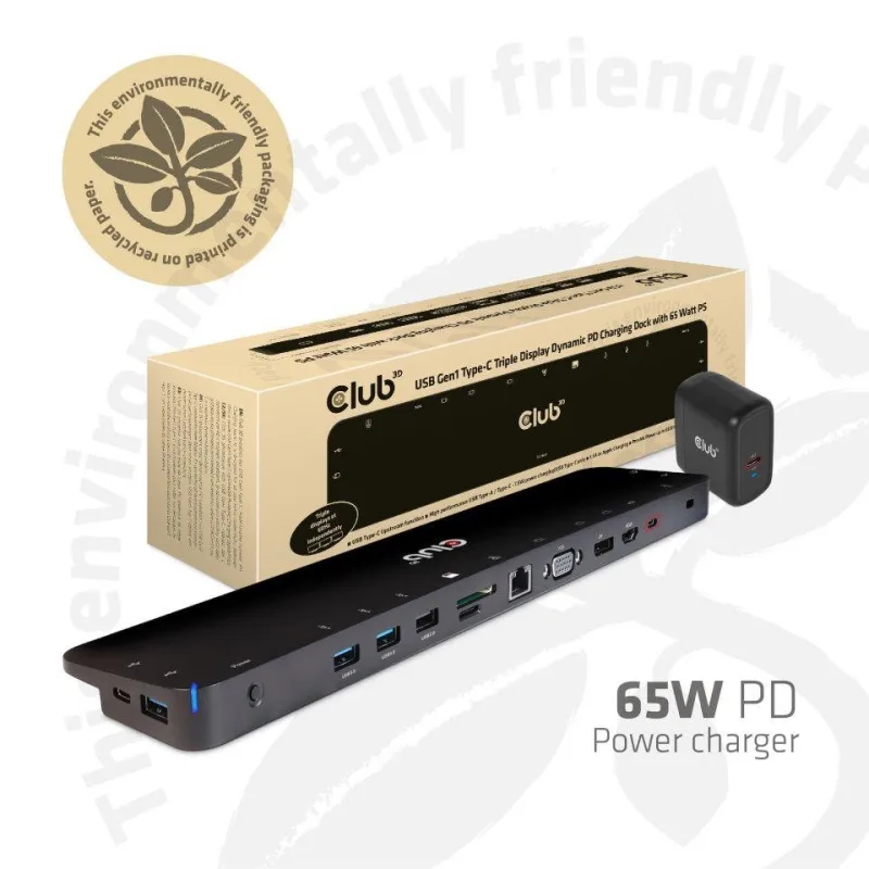 Dokovacia stanica Club3D USB-C 3.2 s napájacím adaptérom Triple Dynamic…