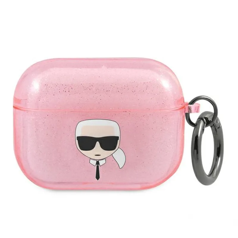 Karl Lagerfeld Glitter Karl's Head Case pre AirPods Pro – ružové