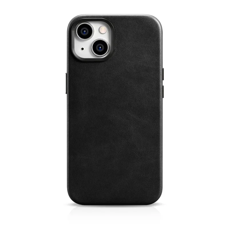 Prémiové kožené puzdro iCarer Oil Wax Magnetické kožené puzdro iPhone 14 Plus s čiernym MagSafe (WMI14220703-BK)