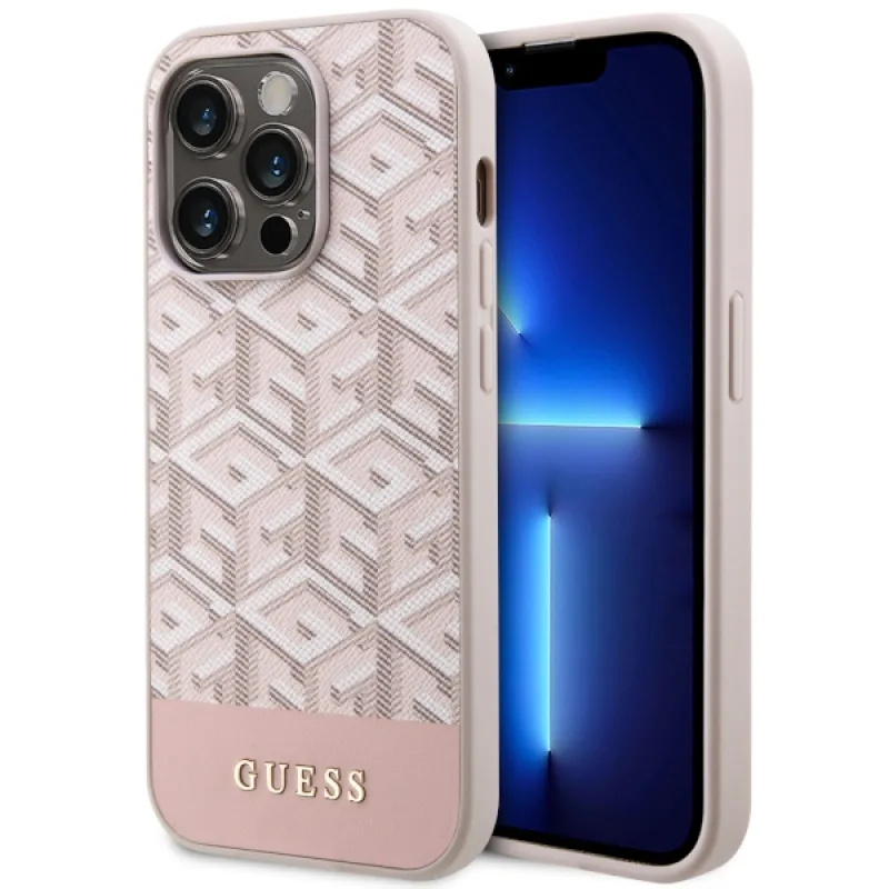 Guess GUHMP14LHGCFSEP iPhone 14 Pro 6,1" ružovo-ružové pevné puzdro GCube Stripes MagSafe