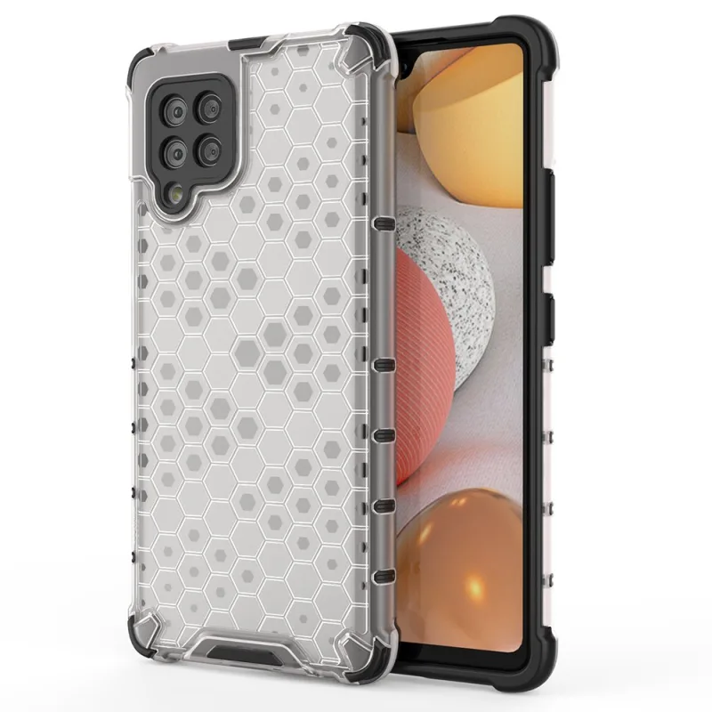 Pancierový kryt Honeycomb Case s TPU Bumper pre Samsung Galaxy A42 5G priehľadný