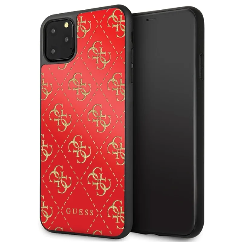 Guess GUHCN654GGPRE iPhone 11 Pro Max červené/červené pevné puzdro 4G Double Layer Glitter