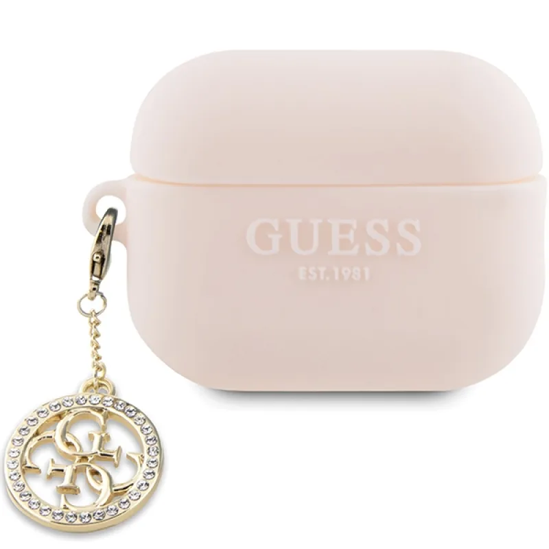 Guess GUAP23DSLGHDP kryt AirPods Pro 2 ružový/ružový 3D Rubber 4G Diamond Charm