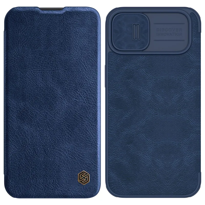 Nillkin Qin Leather Pro Case Kryt fotoaparátu iPhone 14 Plus Kryt puzdra Flip Case Modré