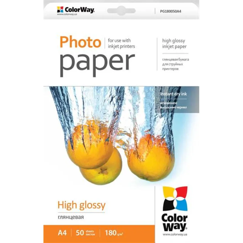 ColorWay Fotopapier Vysoko lesklý 180g/m,50ks,A4 PG180050A4