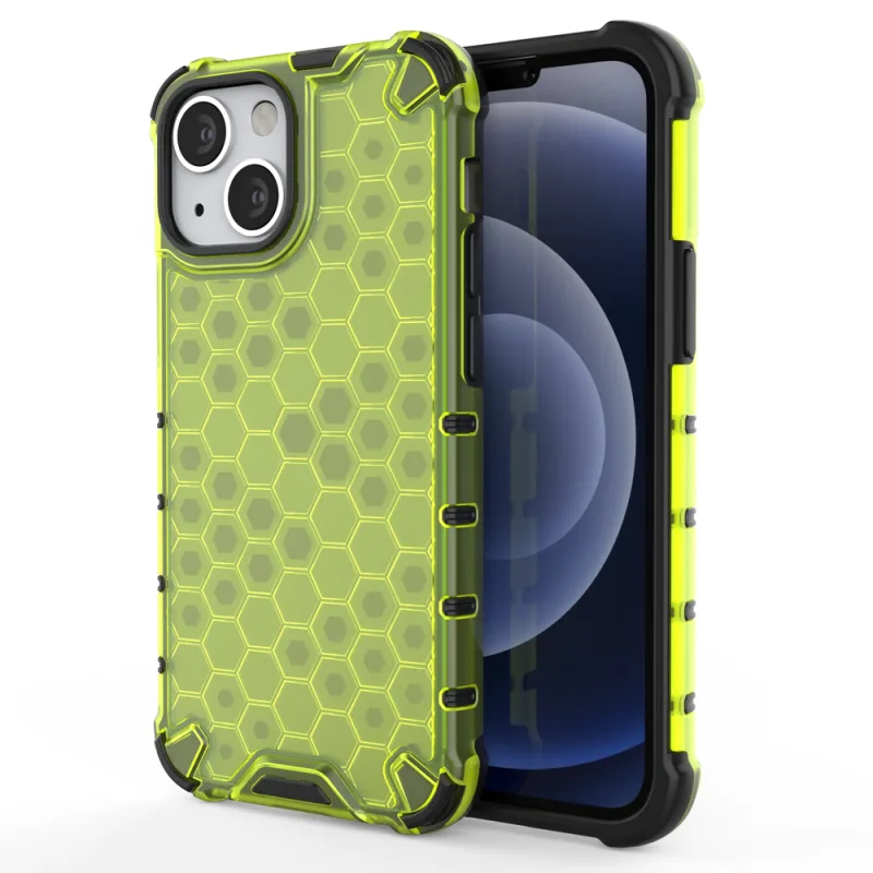 Pancierový kryt Honeycomb Case s TPU Bumper pre iPhone 13 mini zelený