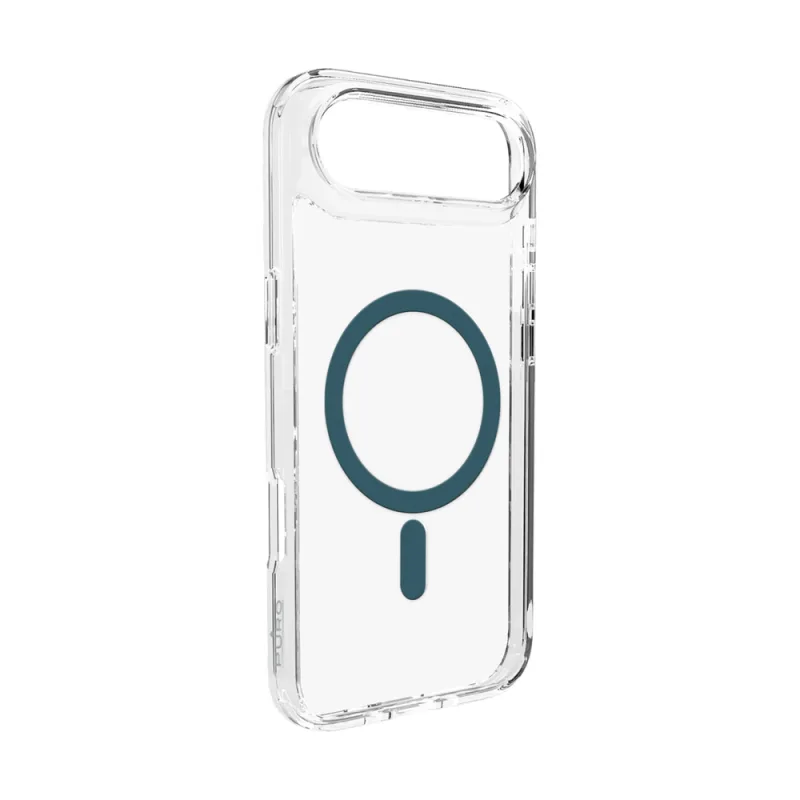 Puzdro Puro Lite Mag TPU+PC kompatibilné s MagSafe pre iPhone 17 Air – priehľadné s tyrkysovým krúžkom