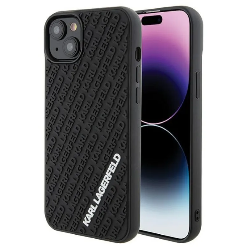 Kryt Karl Lagerfeld 3D Rubber Multi Logo pre iPhone 15 Plus - čierny