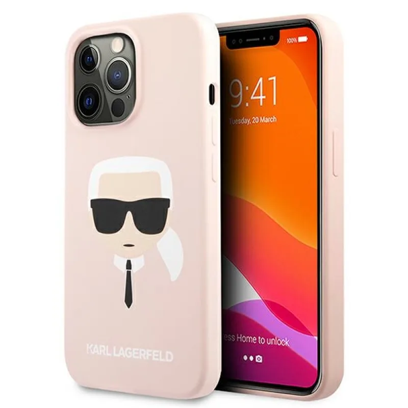 Karl Lagerfeld silikónové puzdro Karl`s Head Case pre iPhone 13 Pro Max 6,7" – svetloružové