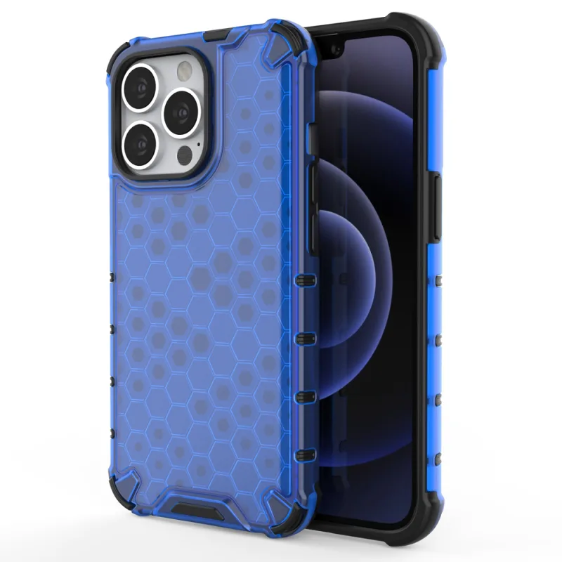 Pancierový kryt Honeycomb Case s TPU nárazníkom pre iPhone 13 Pro modrý