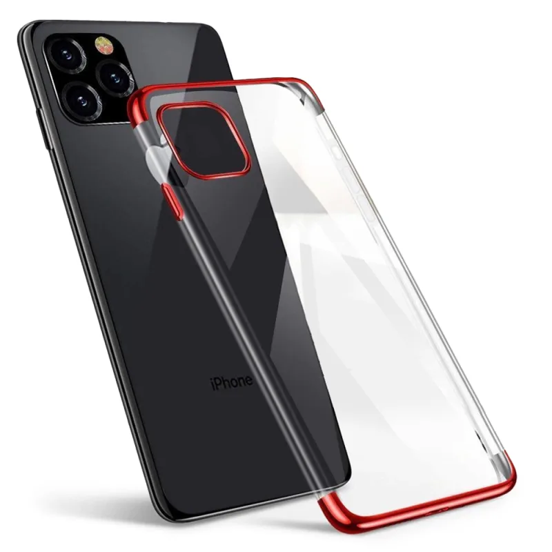 Púzdro Clear Color TPU gélový kryt s kovovým rámom pre Samsung Galaxy A13 5G červený