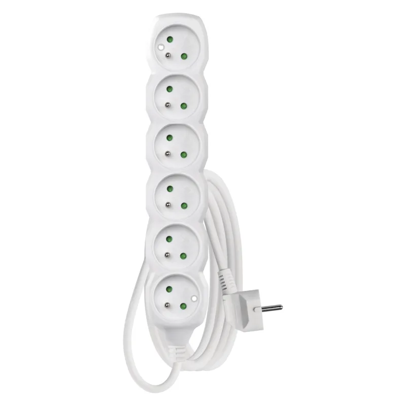 EMOS Predlžovací prívod 6Z/ 2m 3680W, PVC, biela 1902060200