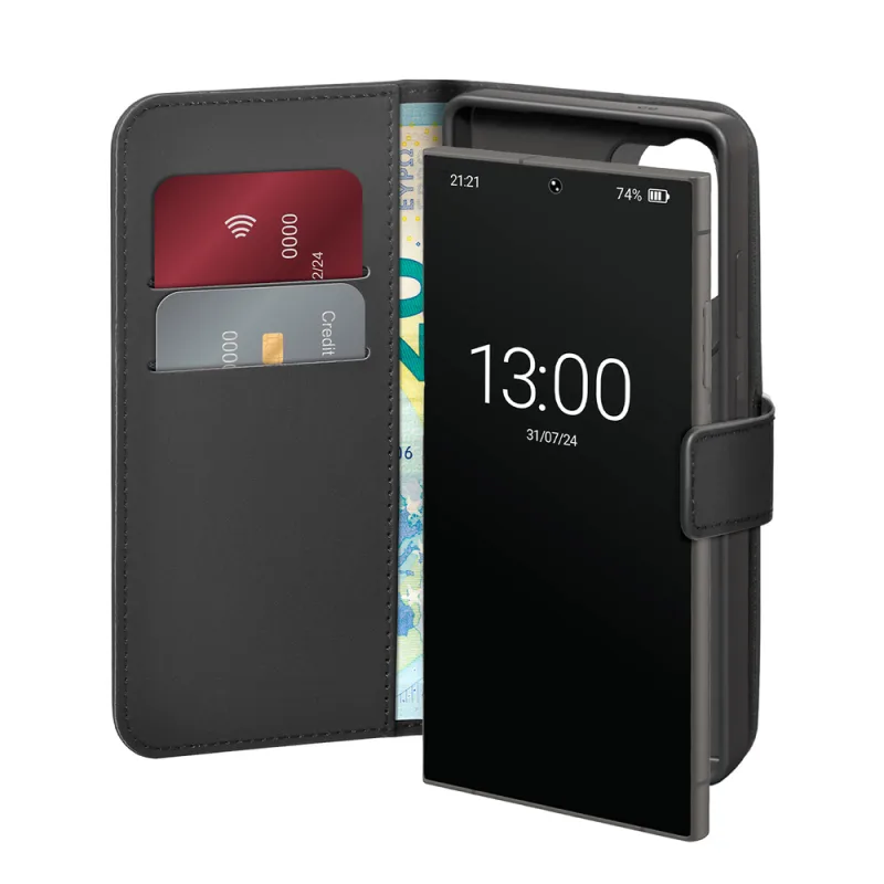 Puzdro Puro Booklet s flipom a peňaženkou pre Samsung Galaxy S25 Ultra - čierne