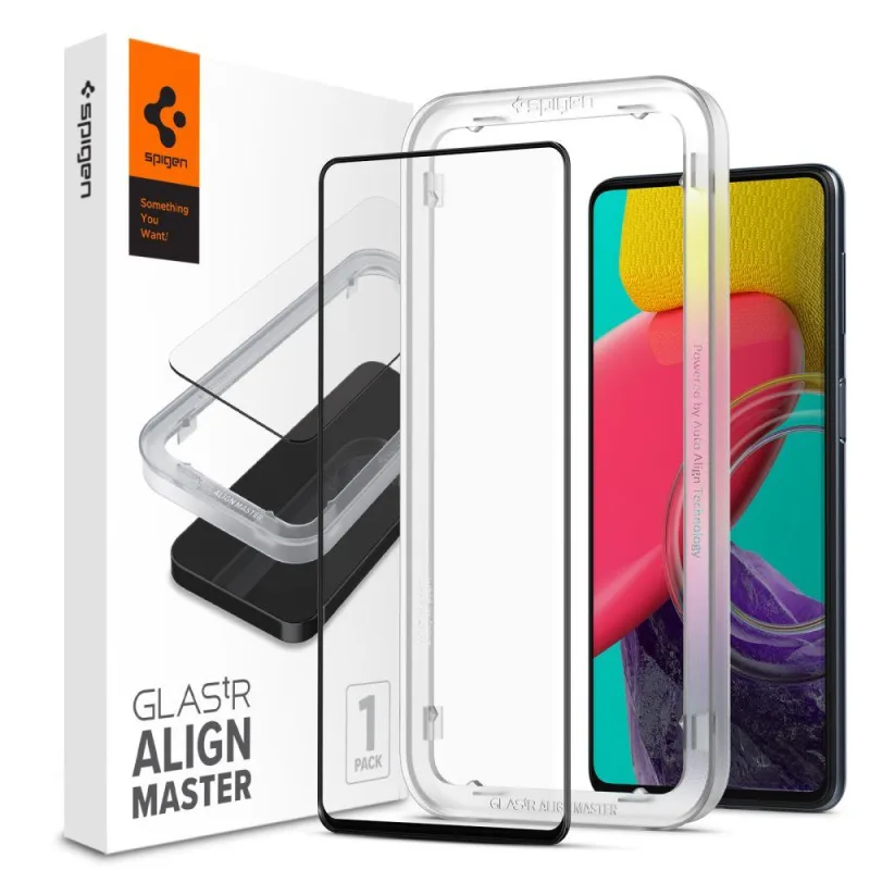 Tvrdené sklo Spigen ALM Glass FC pre Samsung Galaxy M53 5G – čierne