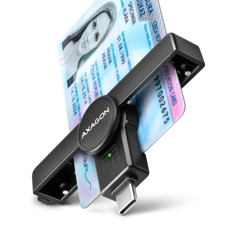 AXAGON CRE-SMPC, USB-C PocketReader čítačka kontaktných kariet Smart card…