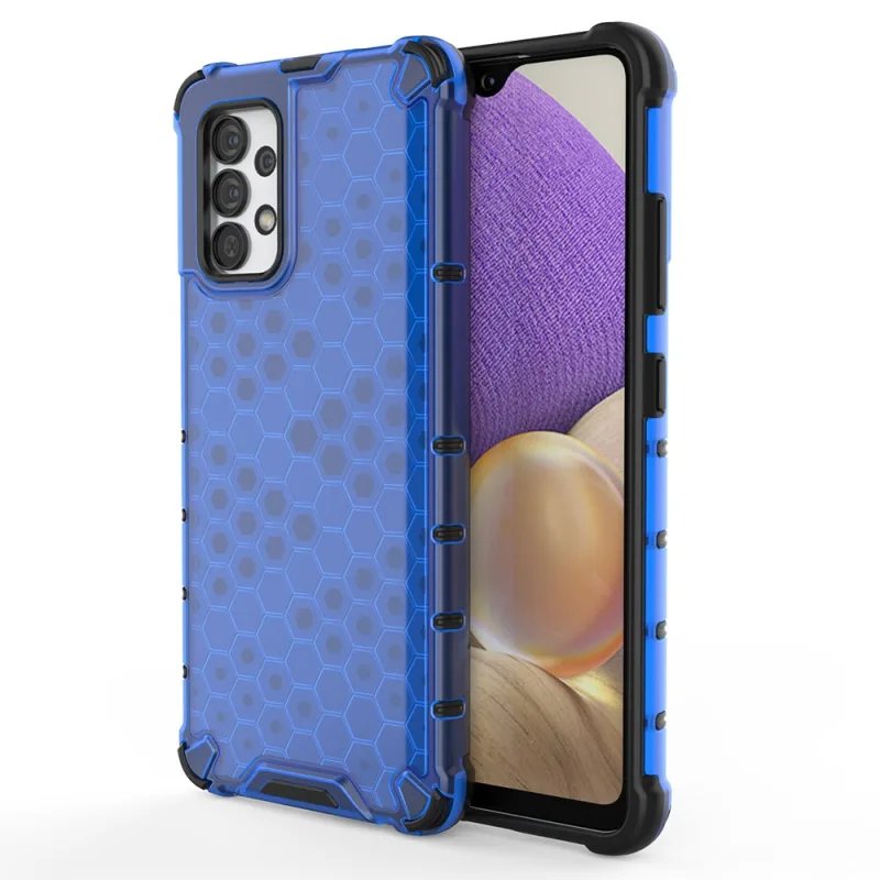 Voštinové puzdro pancierový kryt s gélovým rámom pre Samsung Galaxy A03s (166.5) modrý