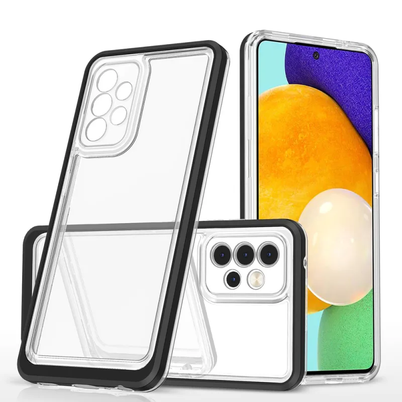 Priehľadné puzdro 3v1 pre Samsung Galaxy A73 Frame Cover Gel Black