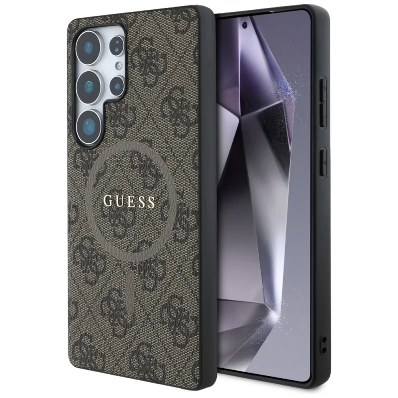Guess Leather 4G Colored Ring Classic Logo MagSafe Case Samsung Galaxy S25 Ultra hnedé