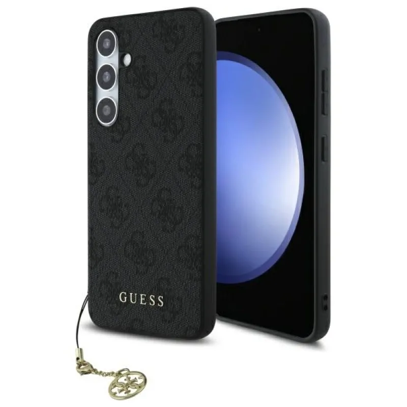 Guess GUHCS24FEGF4GGR S24 FE S721 šedo/sivé pevné puzdro 4G Charms Collection