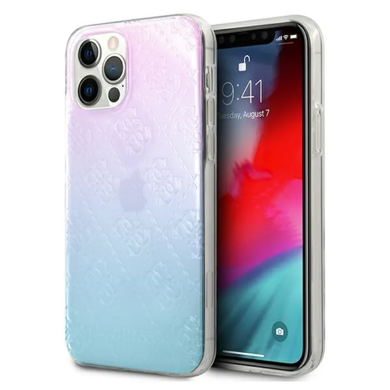 Puzdro Guess 4G 3D Pattern Collection pre iPhone 12 Pro Max – modré a ružové