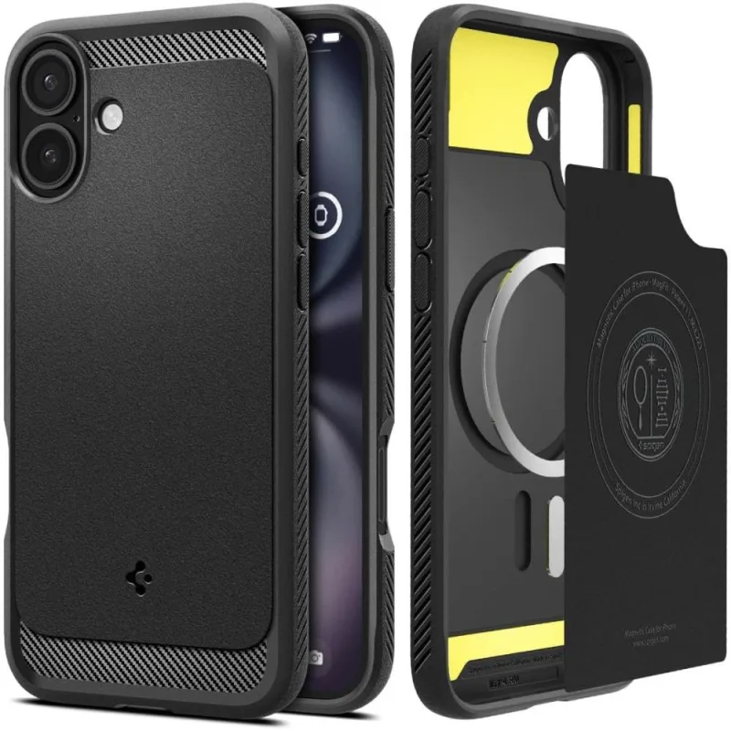 Puzdro Spigen Rugged Armor MagSafe pre iPhone 16 - čierne