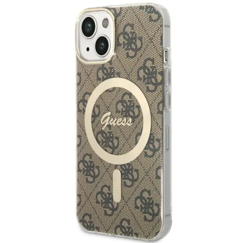 Guess 4G MagSafe puzdro pre iPhone 14 - hnedé