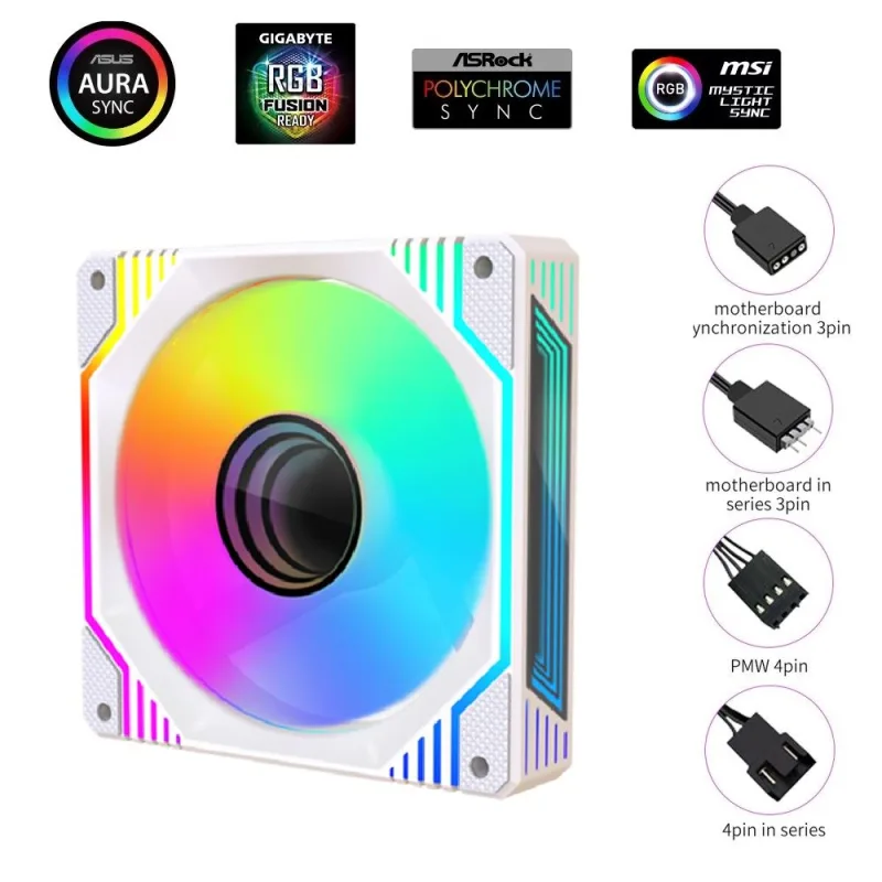 1stCOOL Ventilátor AURA EVO Mirror ARGB PWM, 120mm, bílá F12-AURA-EVO-W1