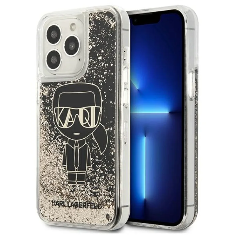 Karl Lagerfeld Tekuté trblietavé puzdro Gatsby pre iPhone 13 Pro Max – čierne