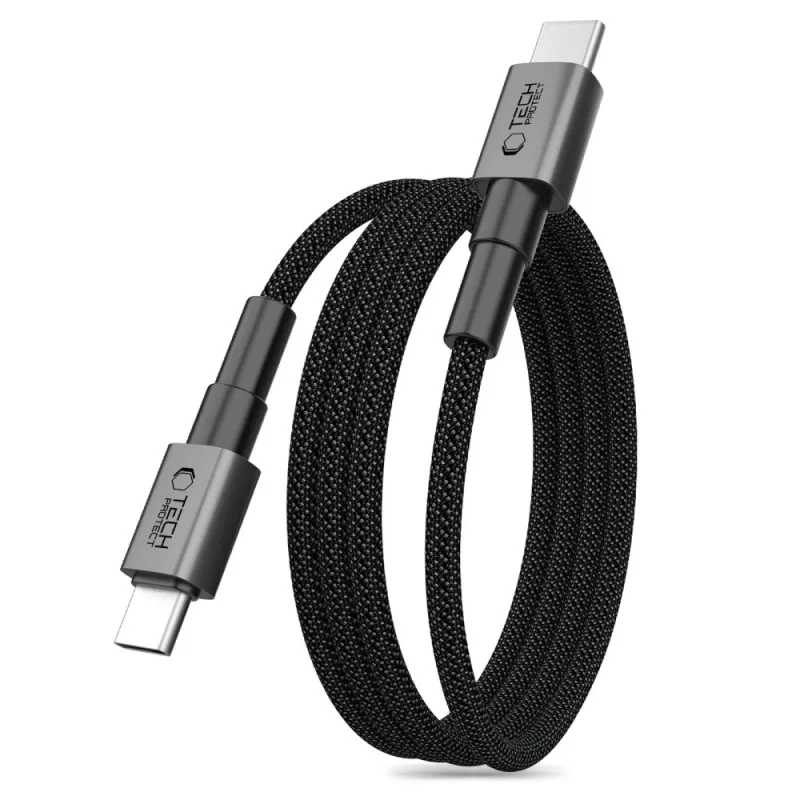 Kábel Tech-Protect Ultraboost DNA MagTwist USB-C PD 100 W / 5 A 200 cm – sivý