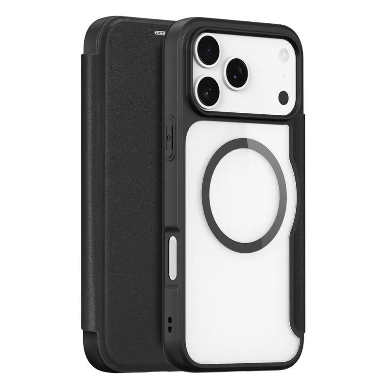 Puzdro Dux Ducis Skin X Pro pre iPhone 17 Pro s peňaženkou, kompatibilné s MagSafe – čierne
