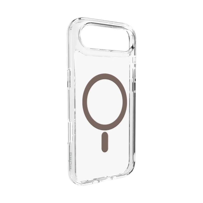 Puzdro Puro Lite Mag TPU+PC kompatibilné s MagSafe pre iPhone 17 Air – priehľadné s hnedým krúžkom