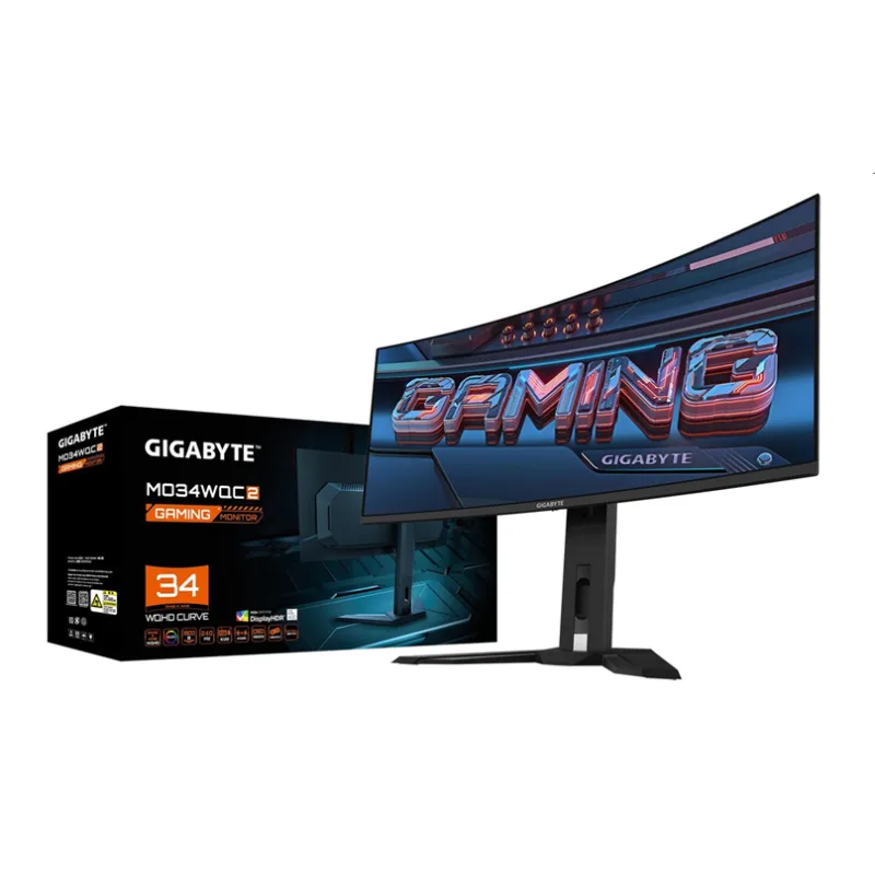 GIGABYTE LCD MO34WQC2 GAMING Monitor 34" WQHD 3440x1440, OLED 1800R, 240Hz, 2xHDMI, DP, USB-C PD, USB HUB, Speakers