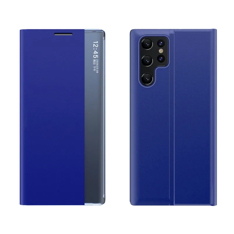 Nové puzdro Sleep View pre Samsung S24 Ultra s chlopňou - modré