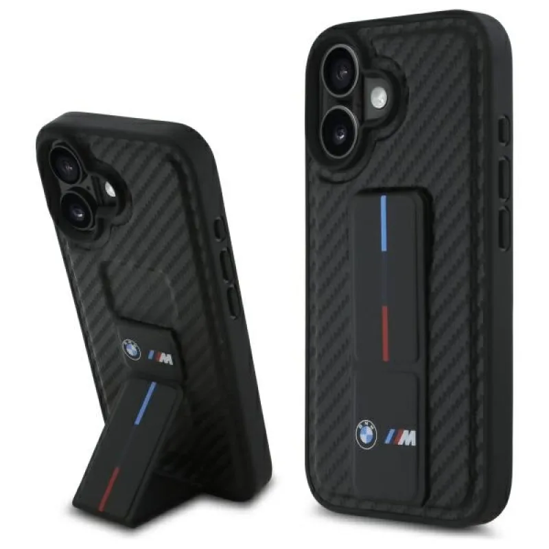BMW M Grip Stand Smooth and Carbon puzdro pre iPhone 16 - čierne