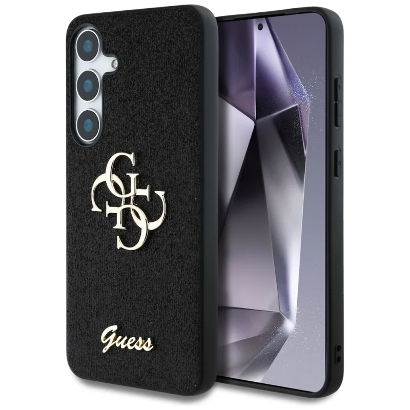 Puzdro Guess Fixed Glitter Big 4G Metal Logo pre Samsung Galaxy S25 Plus čierne