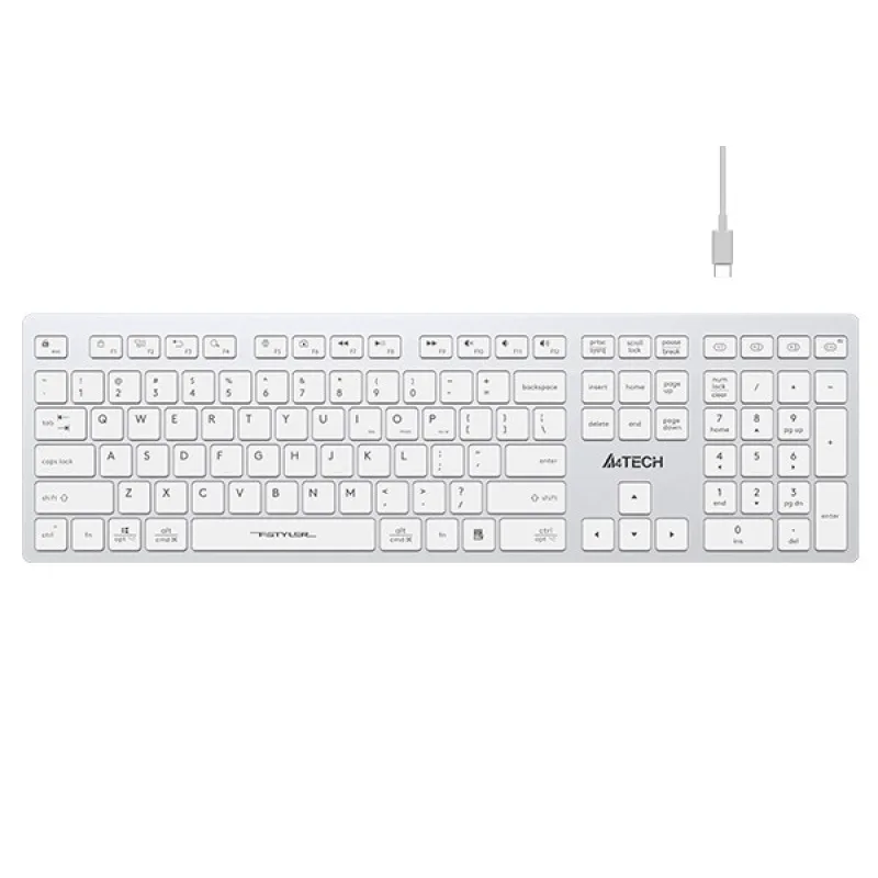 A4tech FBX50C, bezdrátová kancelářská klávesnice, bílá FBX50C-WH