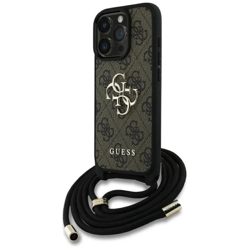 Crossbody puzdro Guess 4G Big Logo Cord Stap pre iPhone 16 Pro hnedé