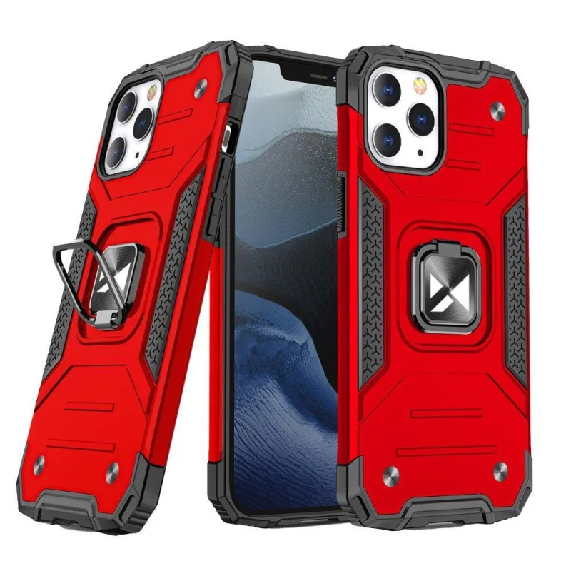 Pancierový kryt Wozinsky Ring Armor pre iPhone 14 Pro Max magnetický držiak krúžok červený