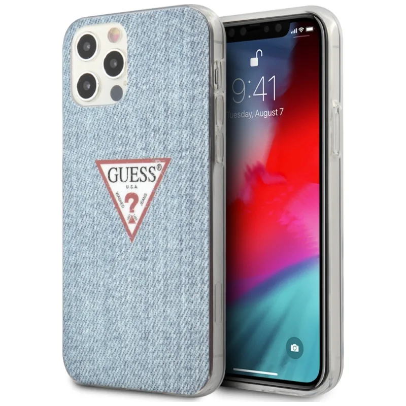 Guess GUHCP12LPCUJULLB iPhone 12 Pro Max 6,7" modré/svetlomodré pevné puzdro Jeans Collection