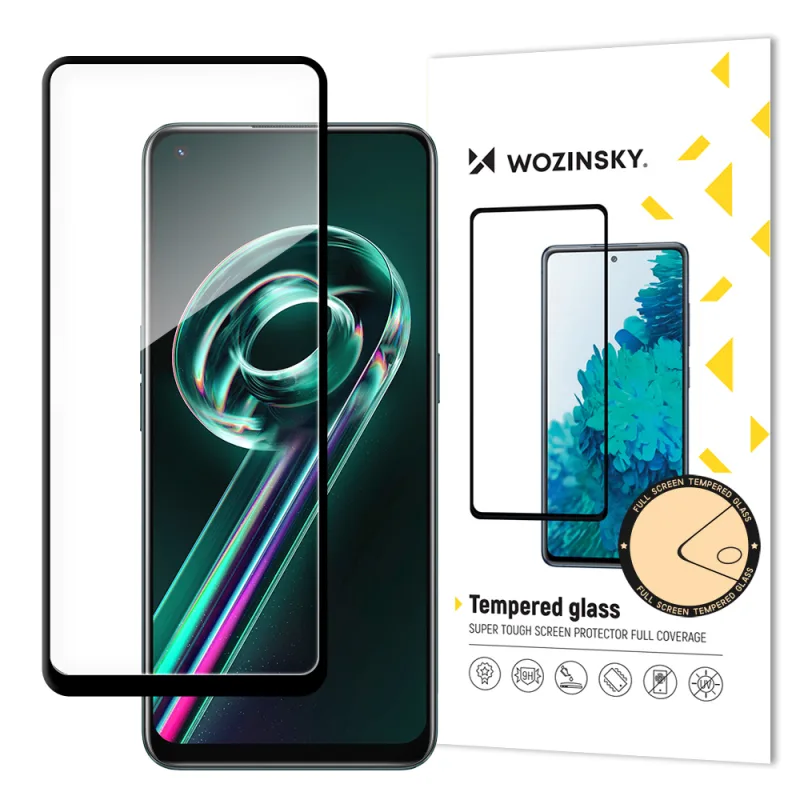 Wozinsky super odolné tvrdené sklo s plným lepidlom na celú obrazovku s rámom, priateľský k puzdru realme 9 pro + (9 pro plus) čierny