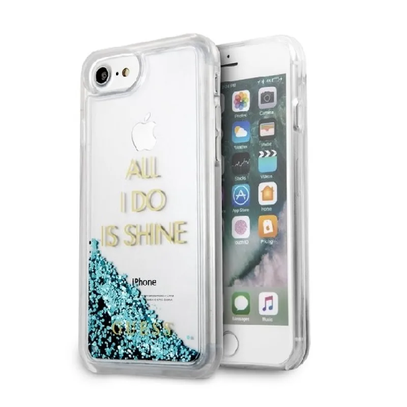 Guess GUHCP7GLUQBL iPhone 6/7/8 /SE 2020 / SE 2022 modré/modré pevné puzdro Liquid Glitter Party