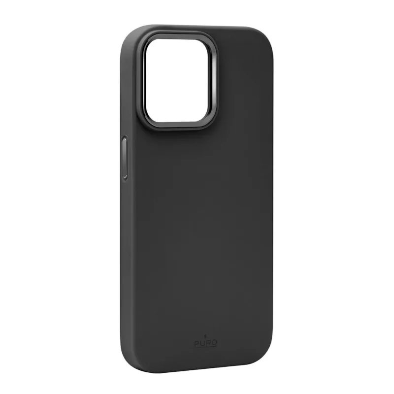 Silikónové puzdro Puro Icon Mag Pro s MagSafe s kovovými tlačidlami pre iPhone 15 Plus – čierne