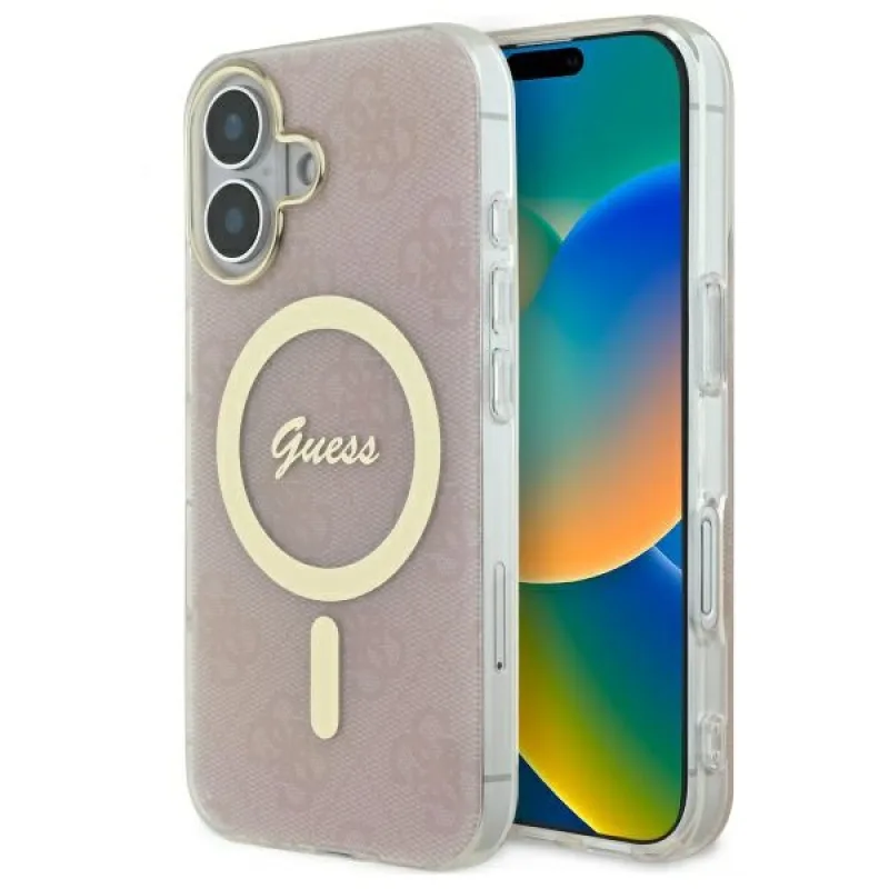 Puzdro Guess IML 4G MagSafe na iPhone 16 – ružové