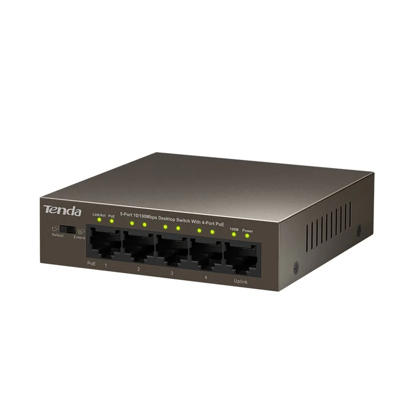 Tenda TEF1105P-4-63W PoE AT switch 4x PoE 802.3af/ at, 5x 100Mb/ s, PoE…