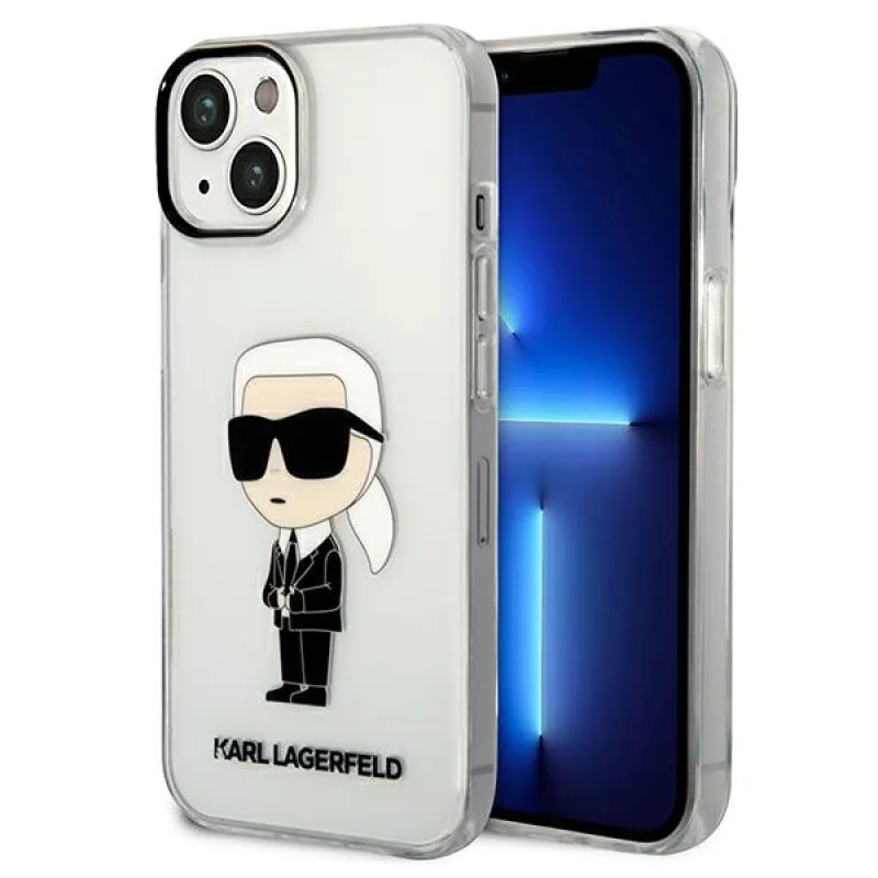 Karl Lagerfeld Ikonik Karl puzdro pre iPhone 14 Plus - priehľadné