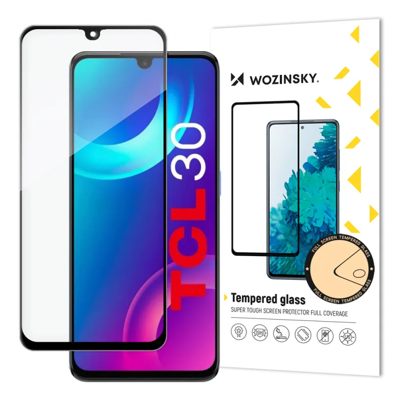 Wozinsky super odolné tvrdené sklo Full Glue na celú obrazovku s čiernym rámom Case Friendly TCL 30